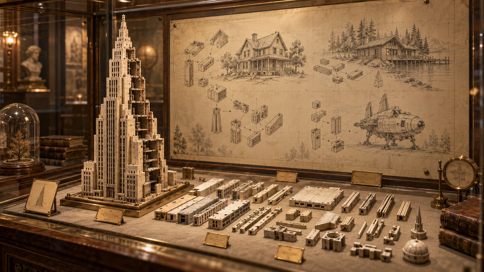 Vintage Skyscraper and Architectural Diagrams
